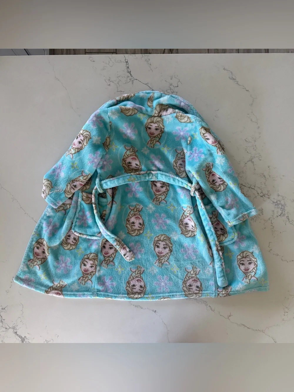 Disney Frozen Elsa Plush Hooded Belted Bath Robe Girls 4T